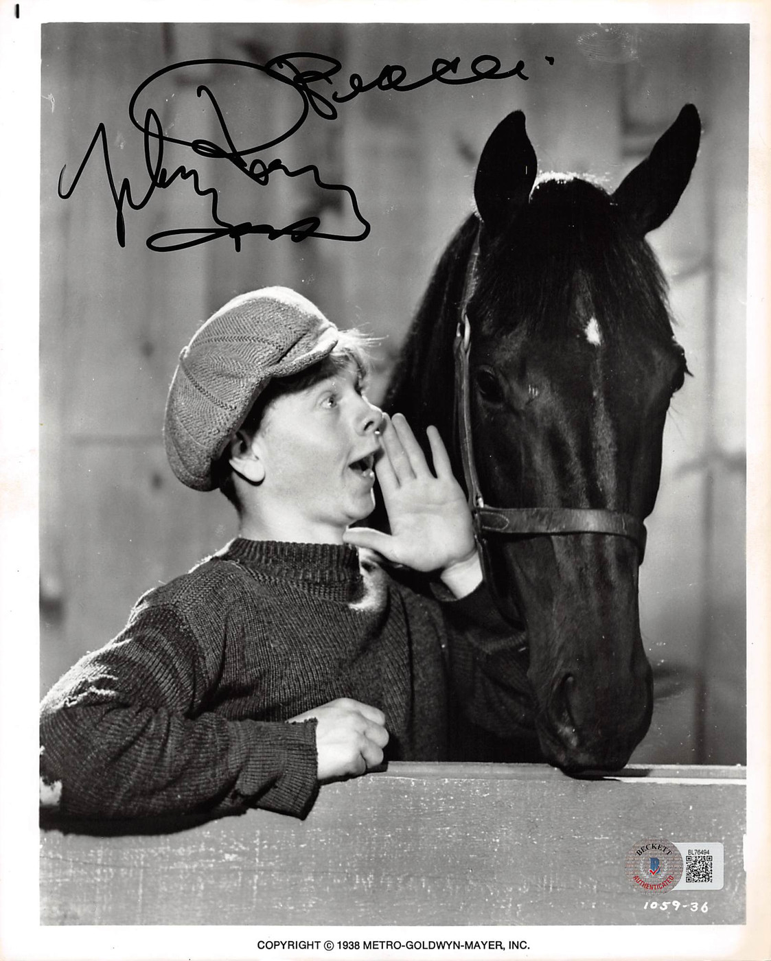Mickey Rooney Stablemates Authentic Signed 8x10 Photo Autographed BAS #BL76494