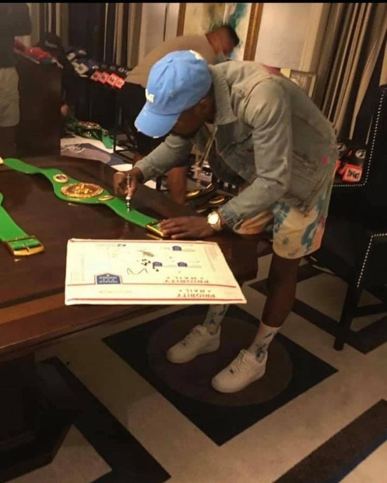 Floyd Money Mayweather Jr. Signed Painting Art Print Framed Canvas BAS Version 1