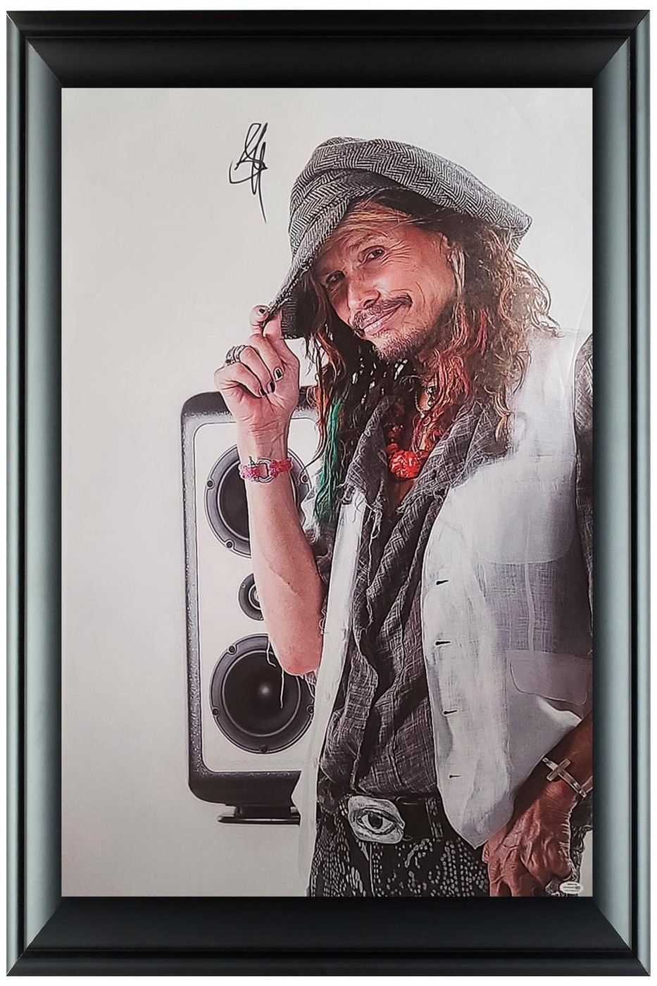 Aerosmith Steven Tyler Autographed Tilting Hat Framed 24x36 Canvas Photo Print ACOA