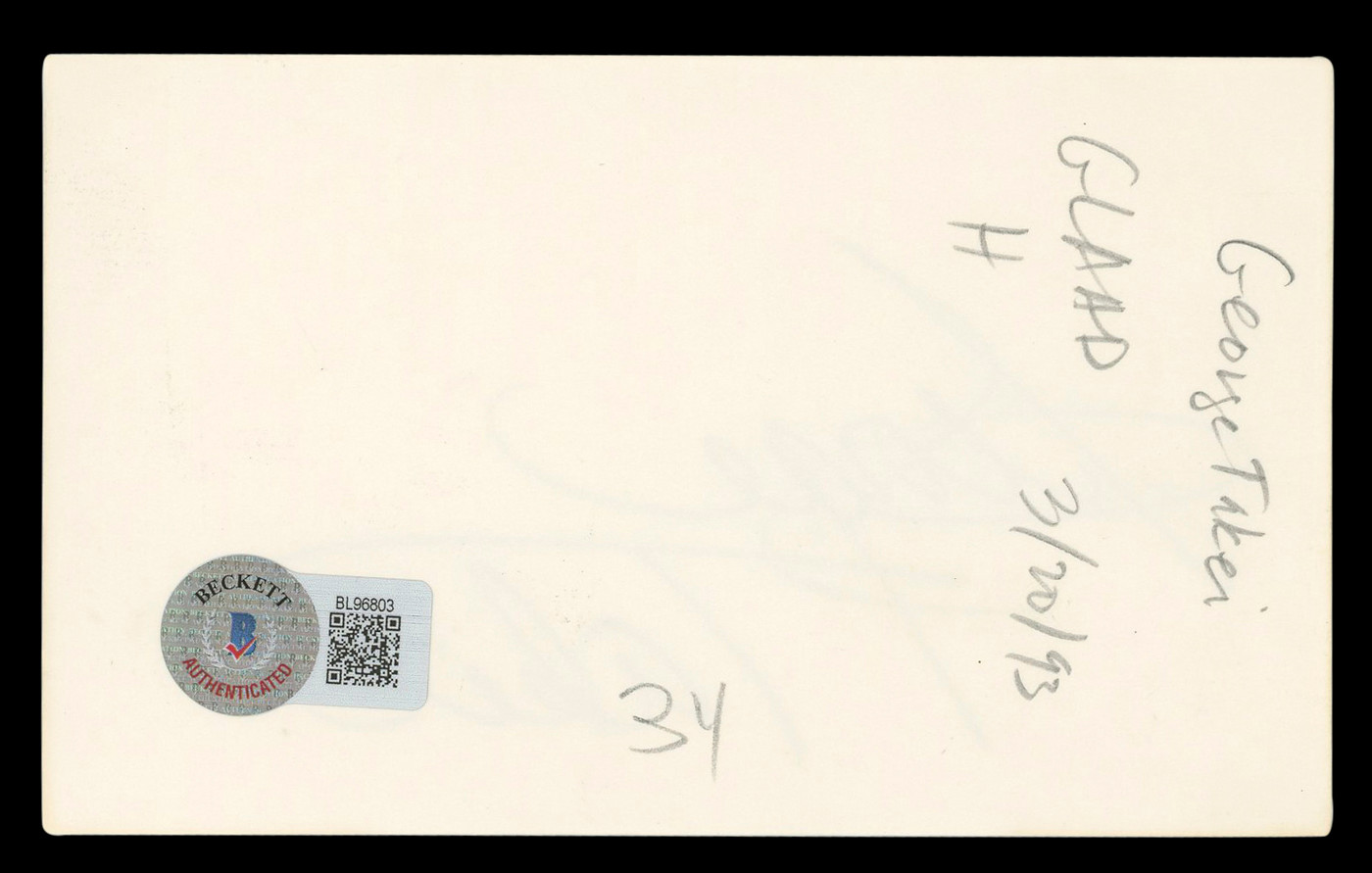 George Takei Star Trek Authentic Signed 3x5 Index Card Autographed BAS #BL96803