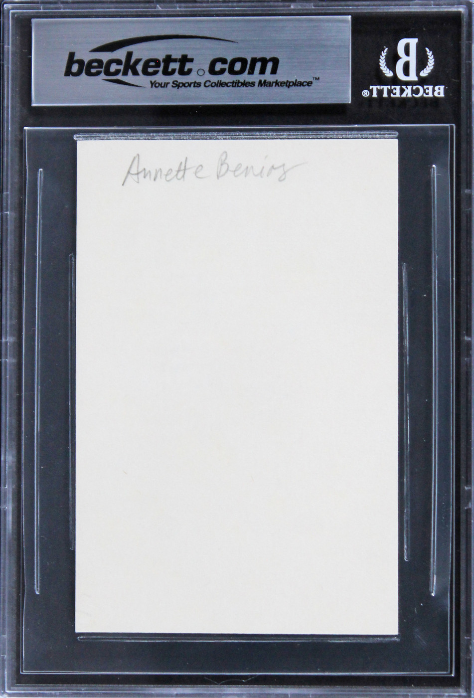 Annette Bening American Beauty Authentic Signed 3x5 Index Card BAS Slabbed