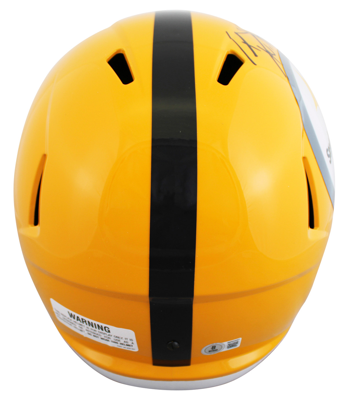 Yellow Speed R Rep 3 Steelers T.J. Watt Signed Yellow Full Size Speed Rep Helmet W/ Case BAS ...