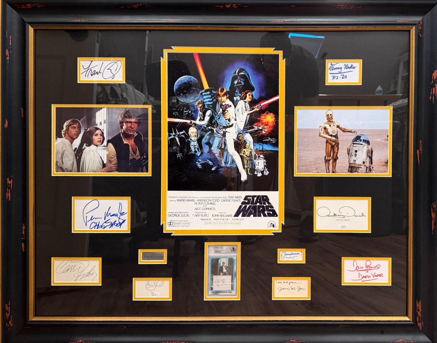 Star Wars Cast Signed Framed Display Hamill, Ford, Fisher, Guinness