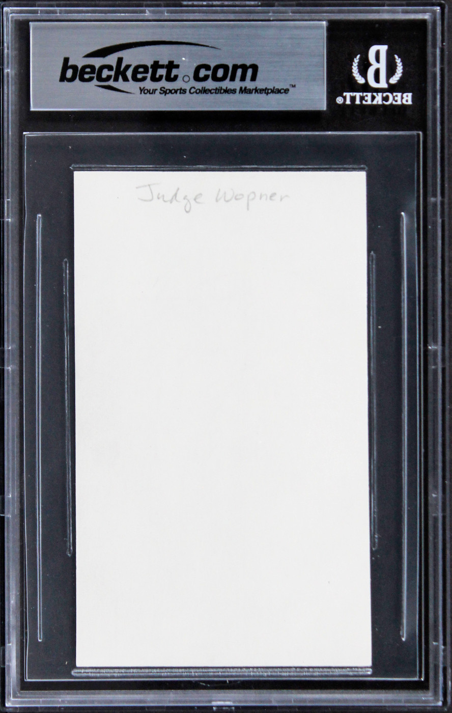 Joseph Wapner The People's Court Authentic Signed 3x5 Index Card BAS Slabbed