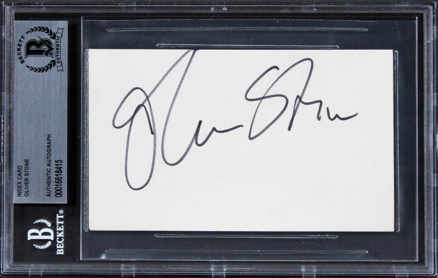 Oliver Stone Platoon Authentic Signed 3x5 Index Card Autographed BAS Slabbed 2 Version 1