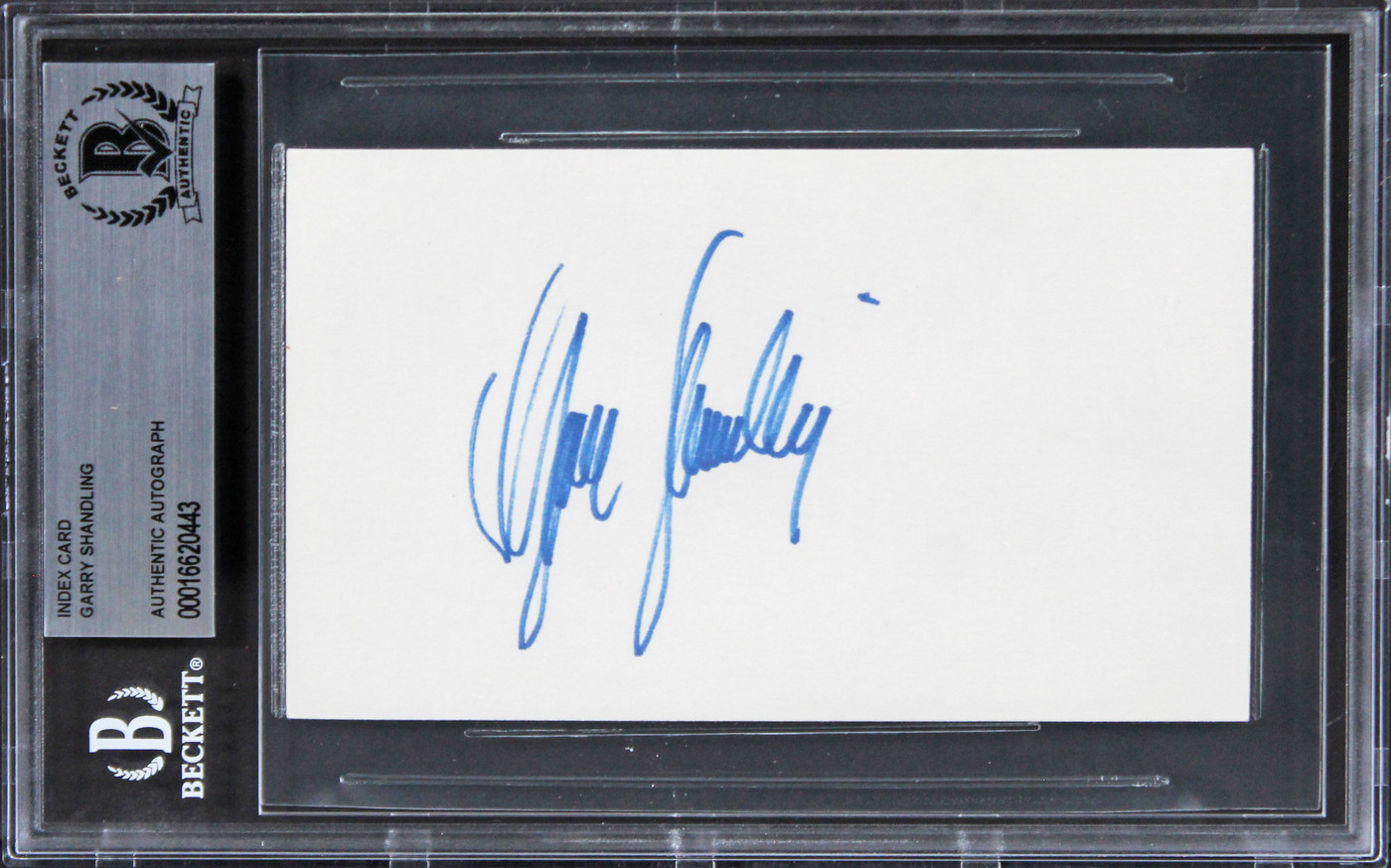 Garry Shandling The Larry Sanders Show Signed 3x5 Index Card BAS Slabbed Version 1