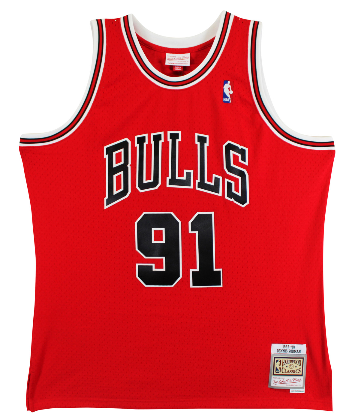 Bulls Dennis Rodman Signed Red Mitchell & Ness HWC Swingman Jersey