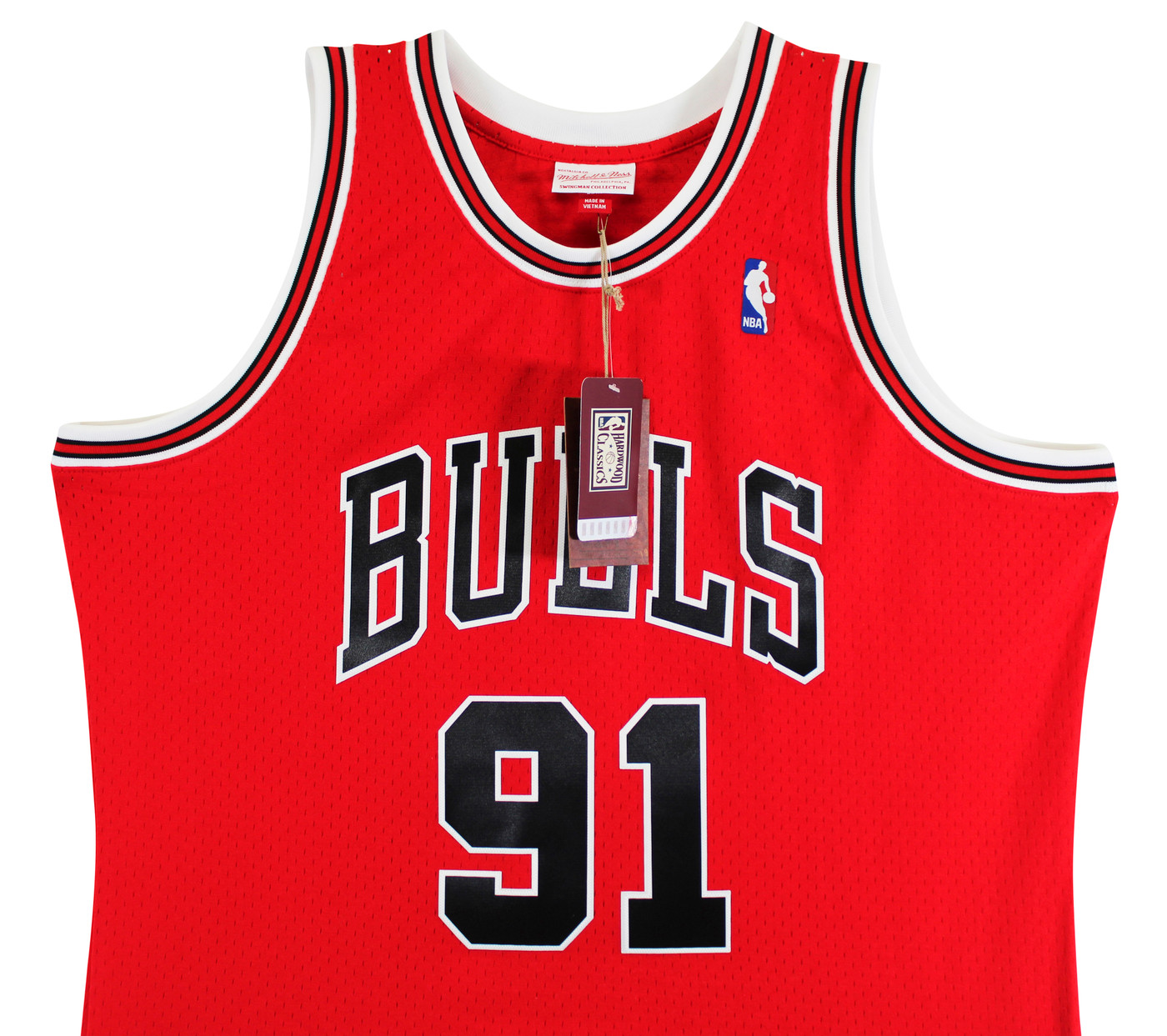 Bulls Dennis Rodman Signed Red Mitchell & Ness HWC Swingman Jersey