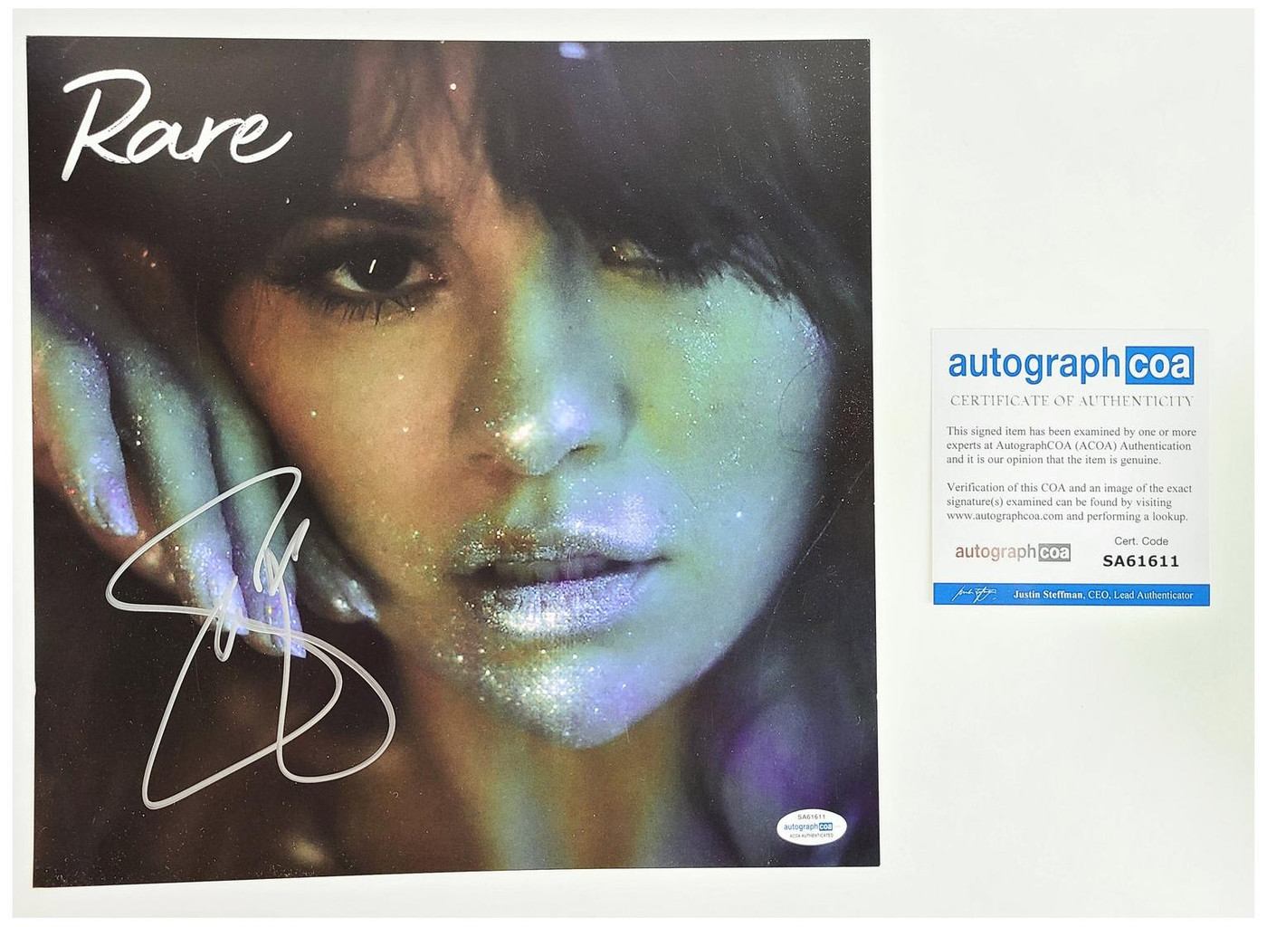 Selena Gomez Signed Rare Autographed LP Album 12x12 Flat ACOA -
