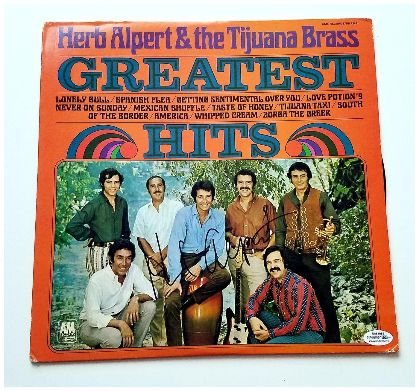 Herb Alpert Signed Autographed Greatest Hits Album Cover LP ACOA