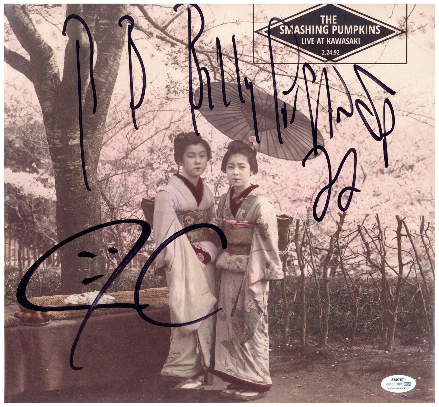 Smashing pumpkins レコード Smashing Pumpkins Autographed Live At Kawaski 2x LP Vinyl Record