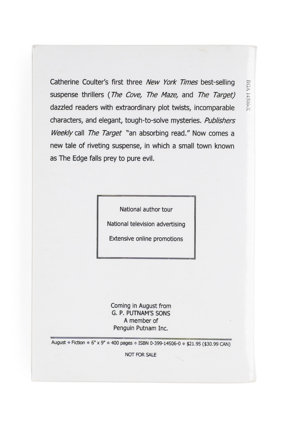 Catherine Coulter's The Edge (Unsigned Uncorrected Advance Proof Copy)