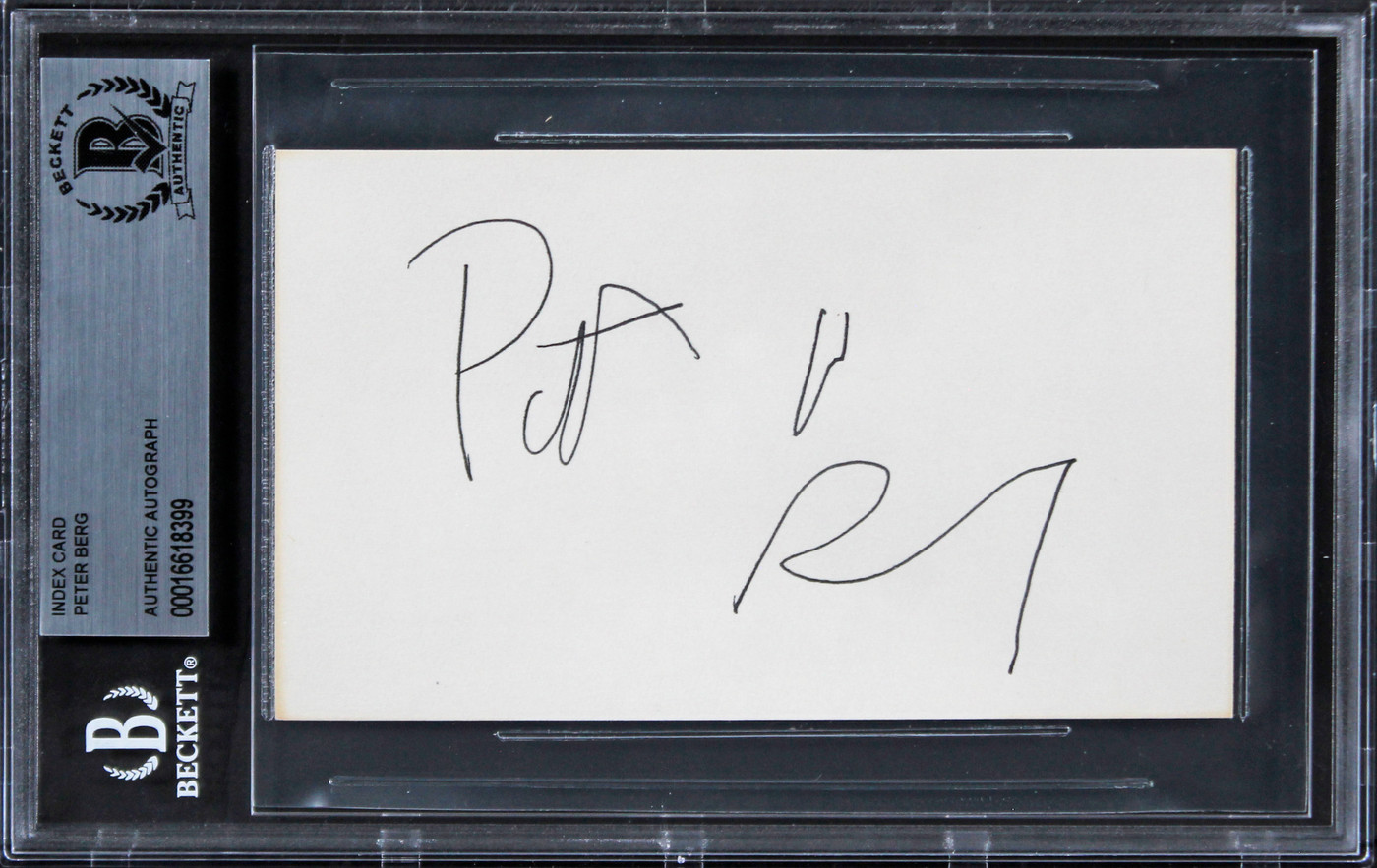 Peter Berg Patriots Day Authentic Signed 3x5 Index Card BAS Slabbed 5