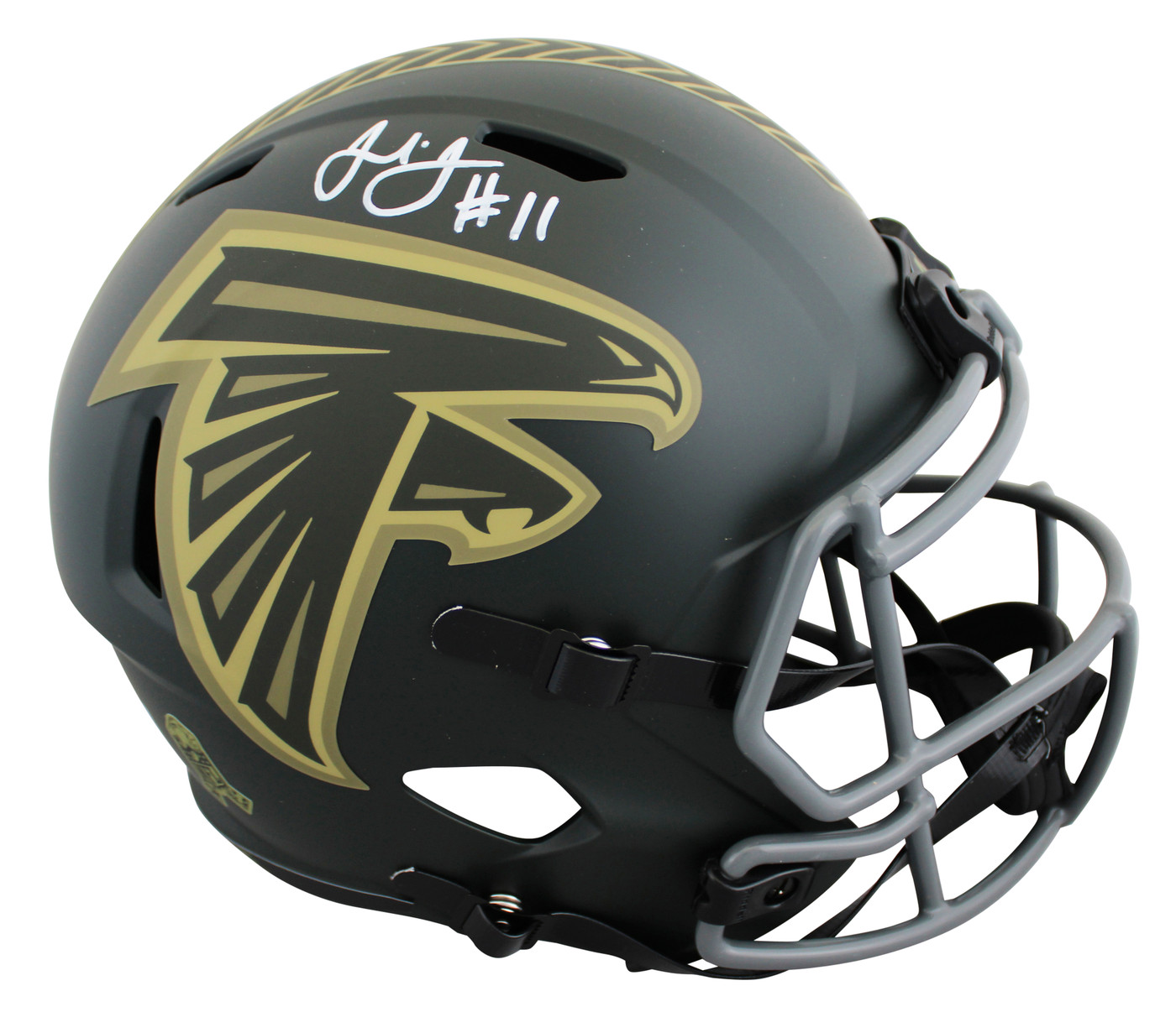 Falcons Julio Jones Signed STS IV Full Size Speed Rep Helmet W/ Case BAS Witness