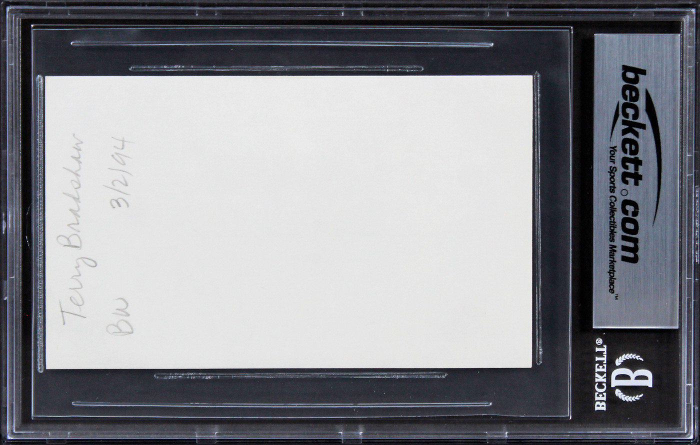 Steelers Terry Bradshaw Authentic Signed 3x5 Index Card Autographed BAS Slabbed Version 1