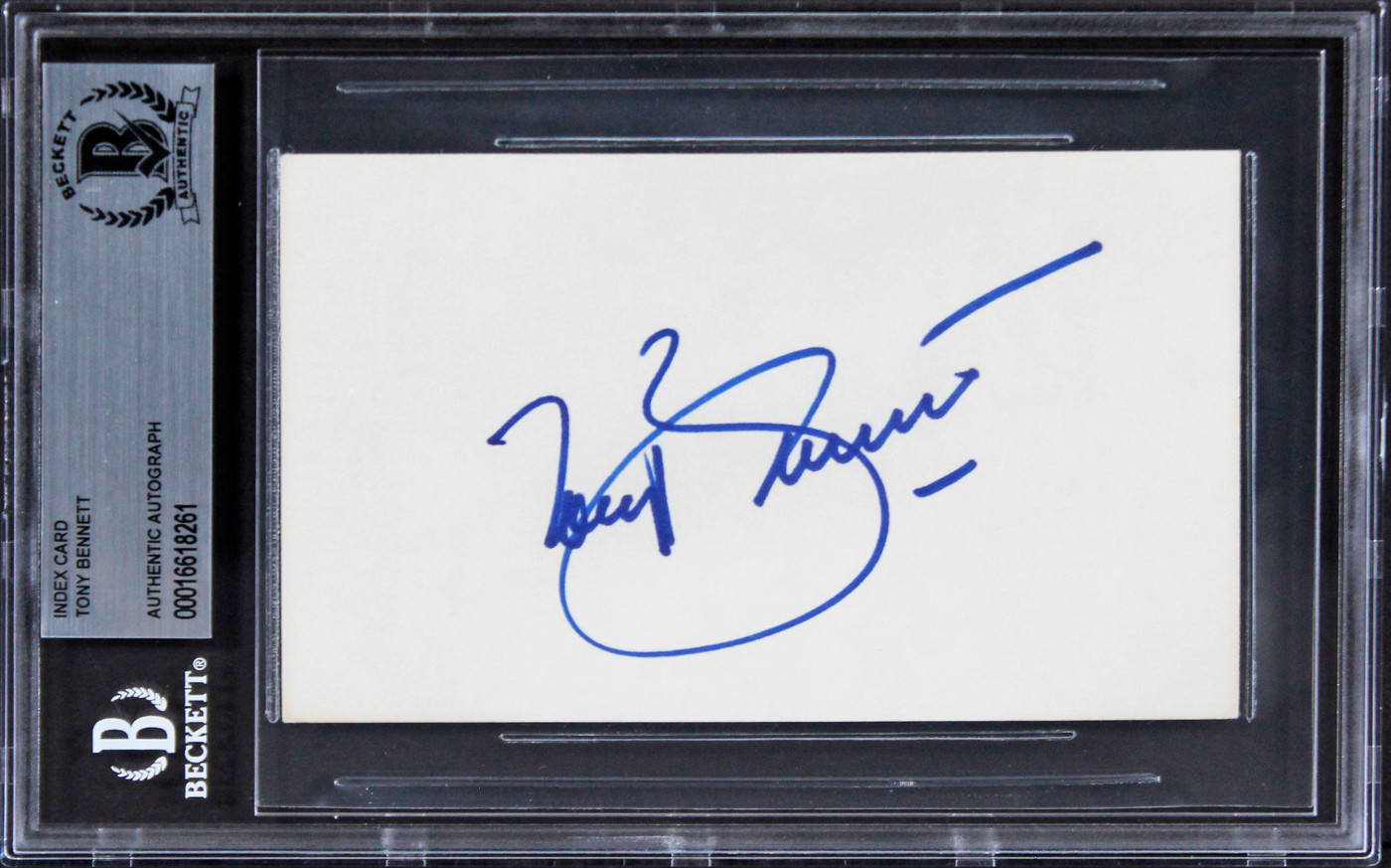 Tony Bennett Musician Authentic Signed 3x5 Index Card Autographed BAS Slabbed 2