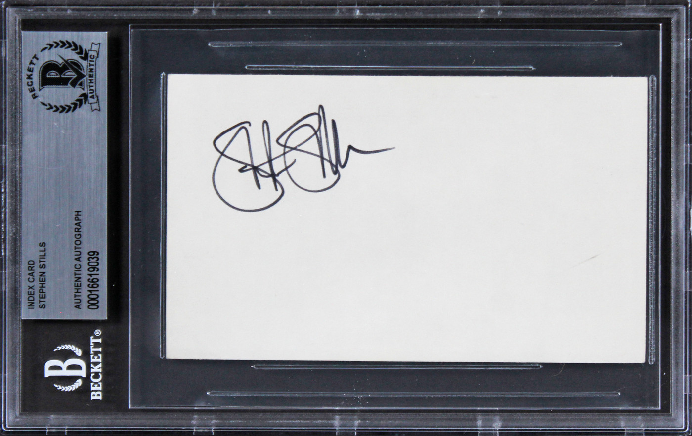 Stephen Stills Buffalo Springfield Authentic Signed 3x5 Index Card BAS Slabbed 2