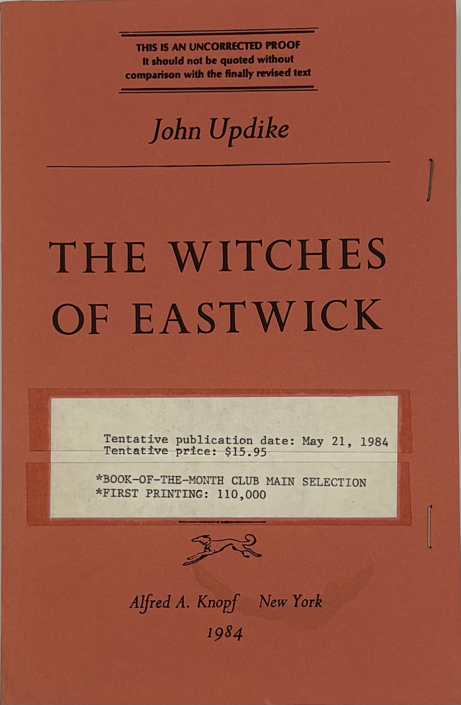 The Witches of Eastwick (Unsigned Uncorrected Proof)