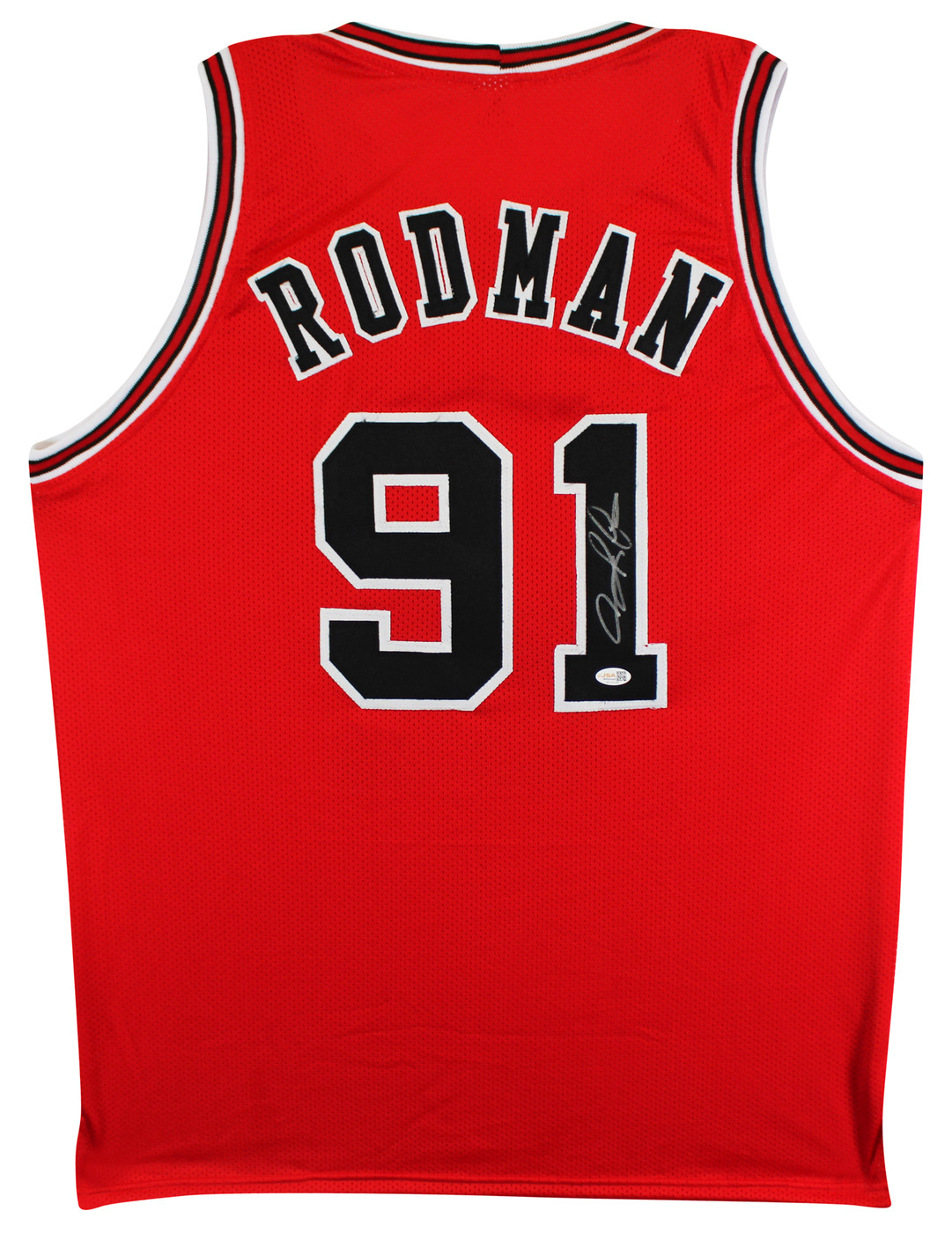 Dennis Rodman Authentic Signed Red Pro Style Jersey Autographed JSA Witness Version 1