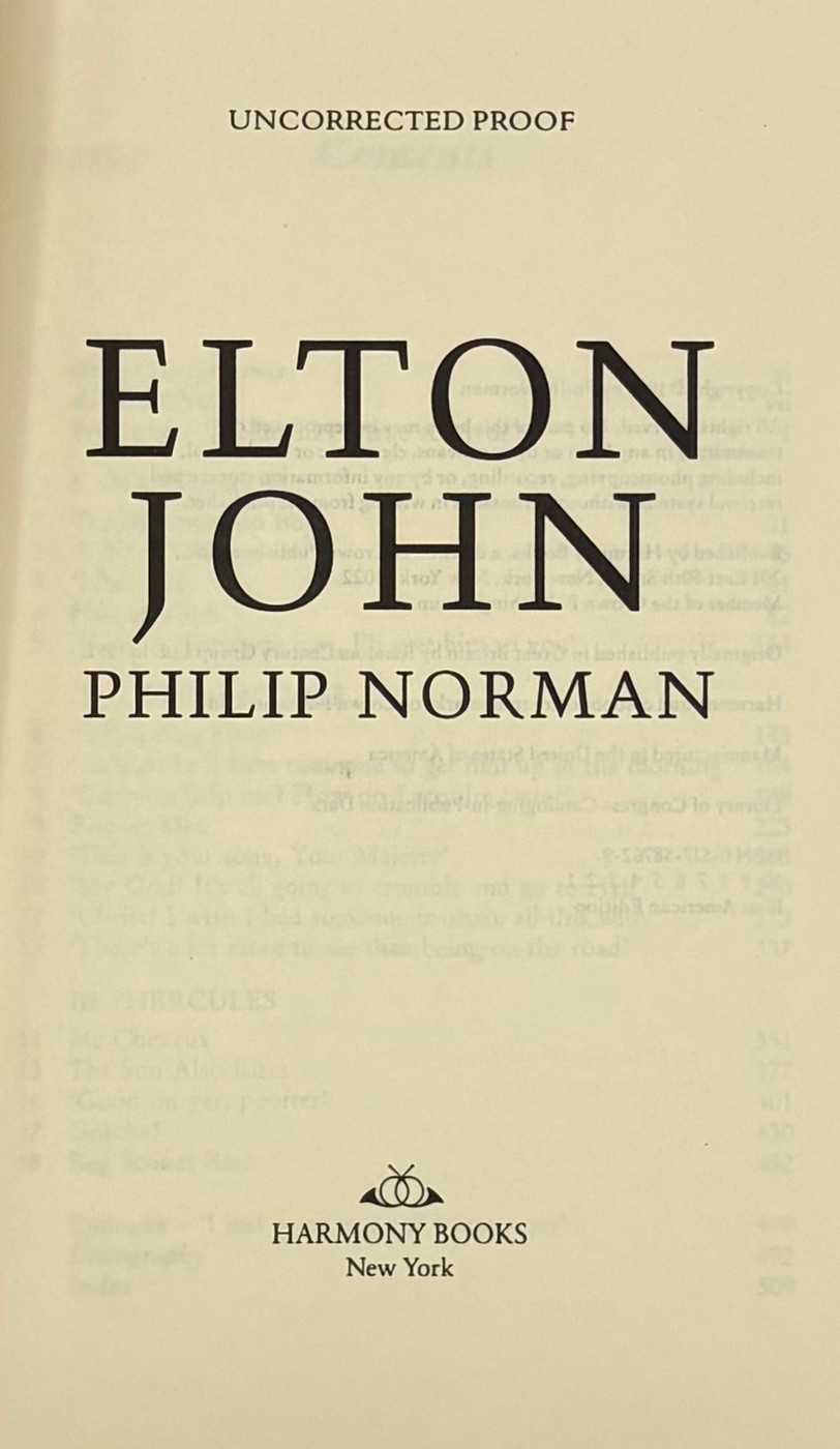 Elton John: A Biography (Unsigned Uncorrected Proof)