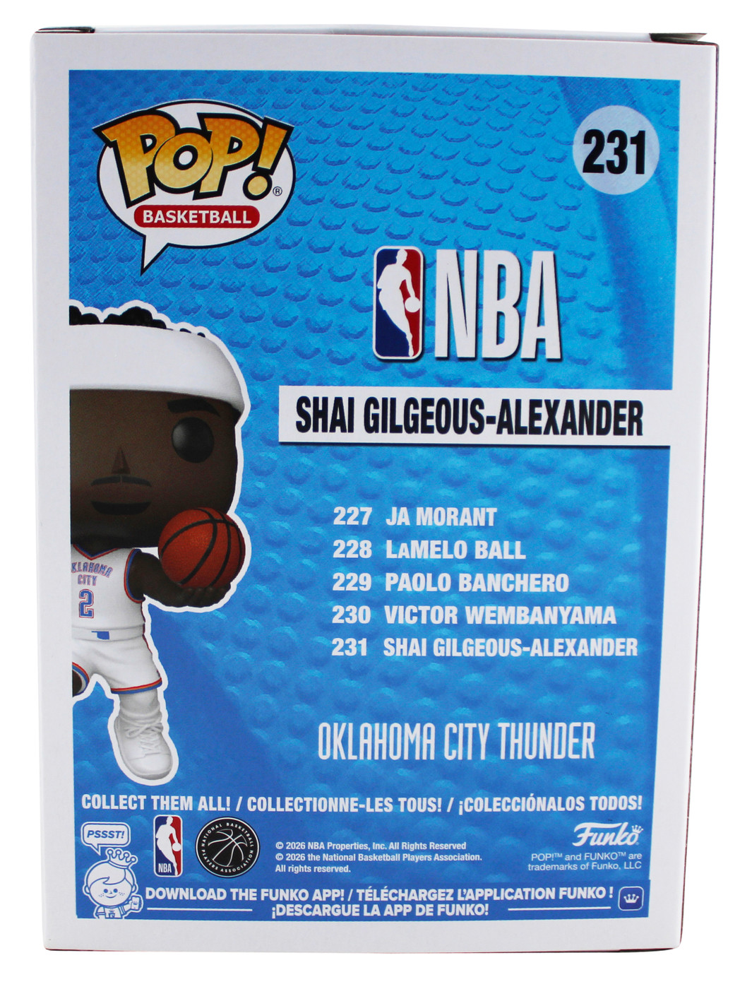 Shai Gilgeous-Alexander 直筆サイン入り フィギュア Thunder Shai Gilgeous-Alexander Signed OKC #231 Funko Pop Figure