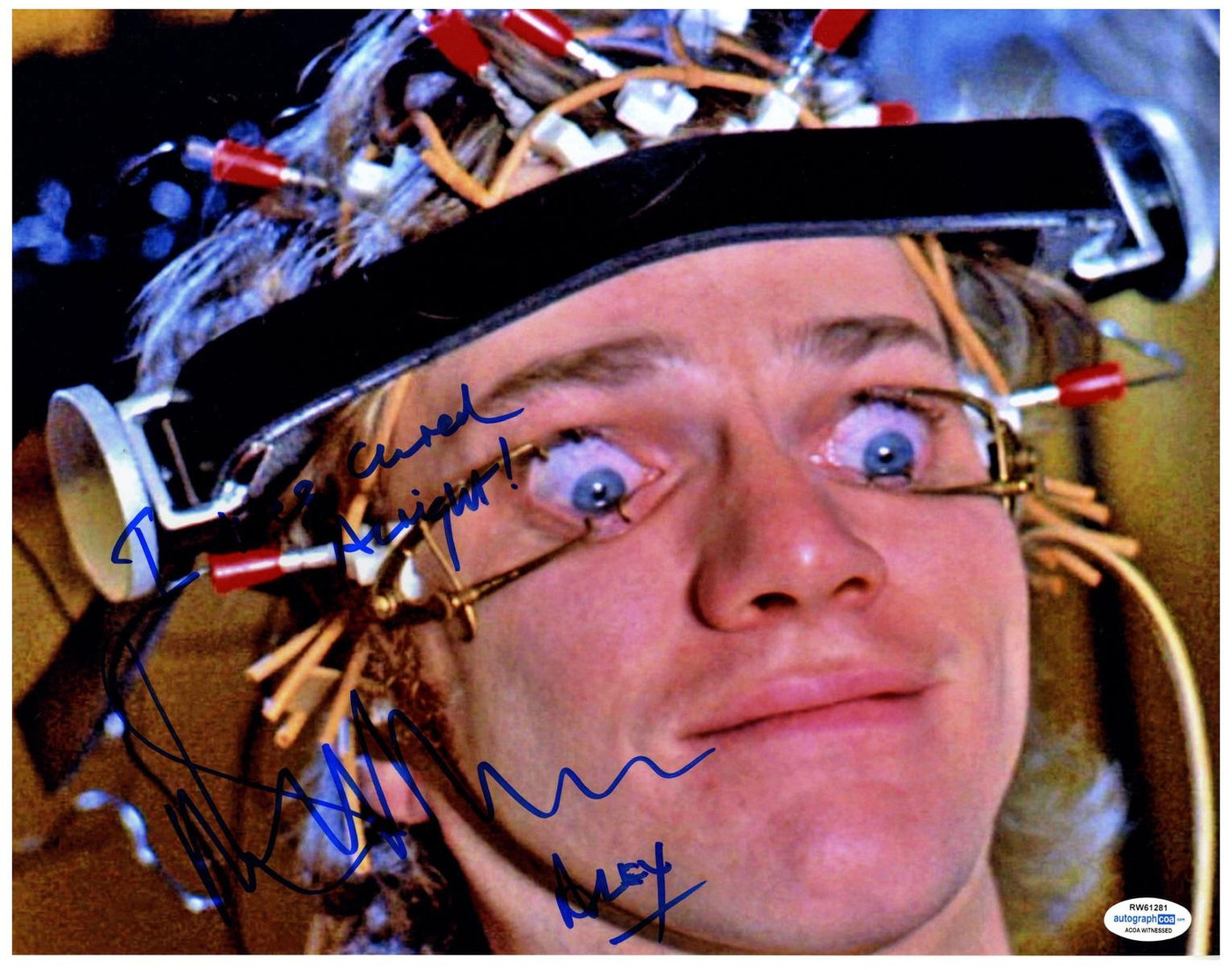 Clockwork Orange Malcolm McDowell Autographed 11x14 Photo w Quote ACOA Witness ITP