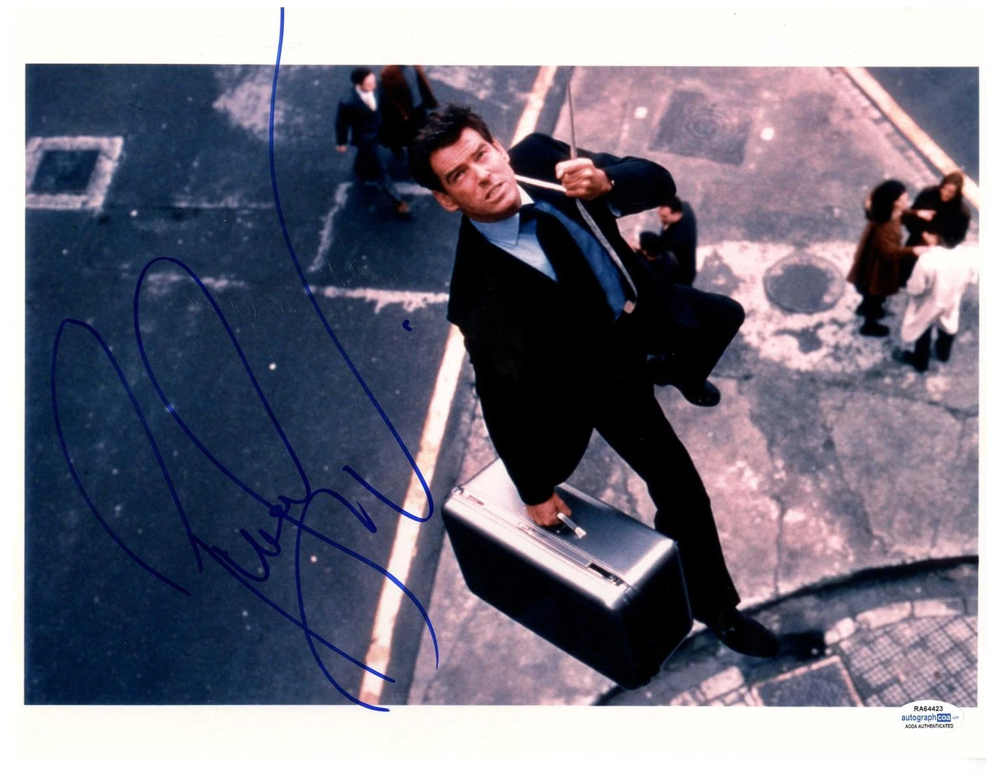 James Bond Pierce Brosnan Signed Autographed 11x14 Photo 007 Suitcase ACOA Version 2