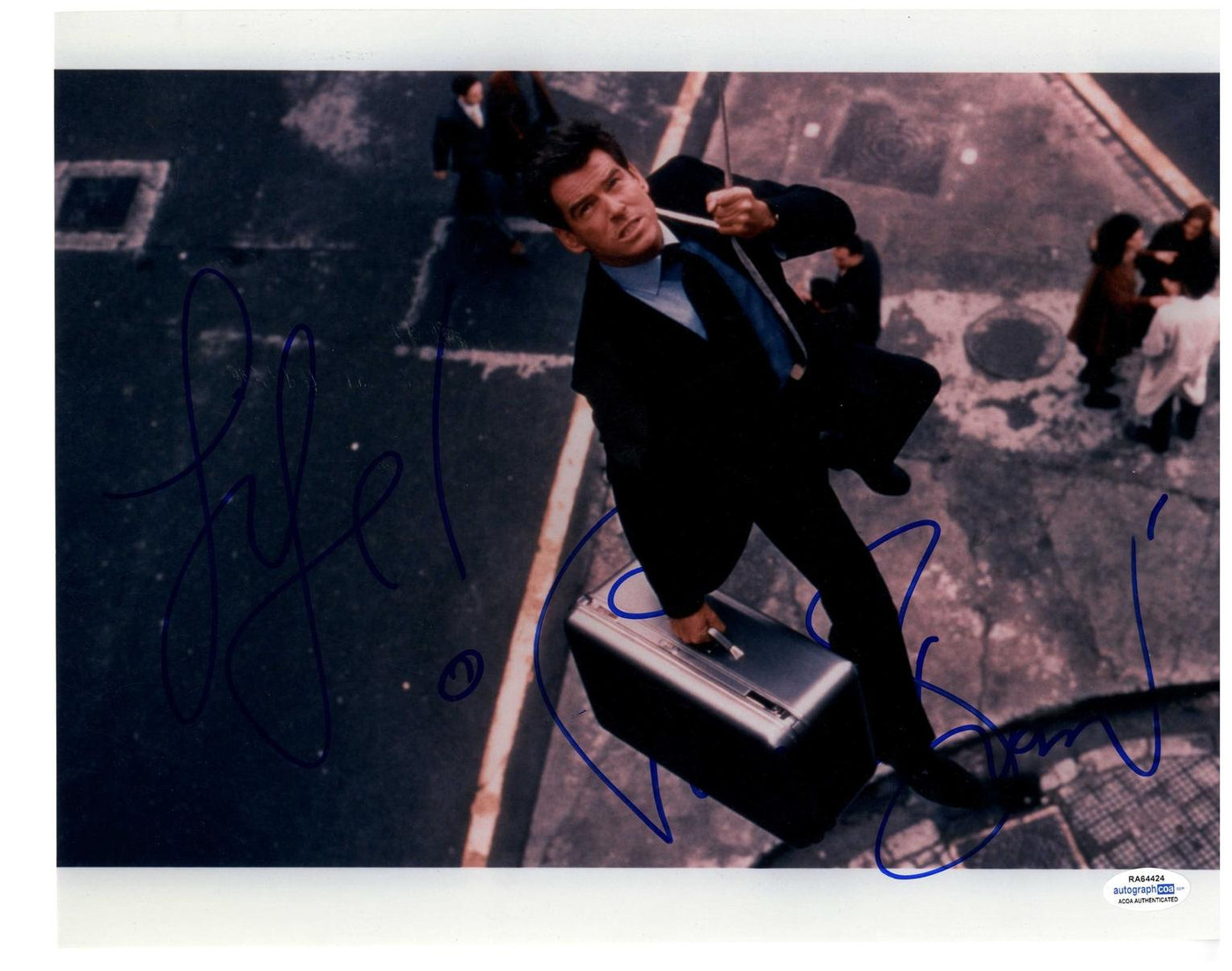 James Bond Pierce Brosnan Signed Autographed 11x14 Photo 007 Suitcase ACOA Version 3