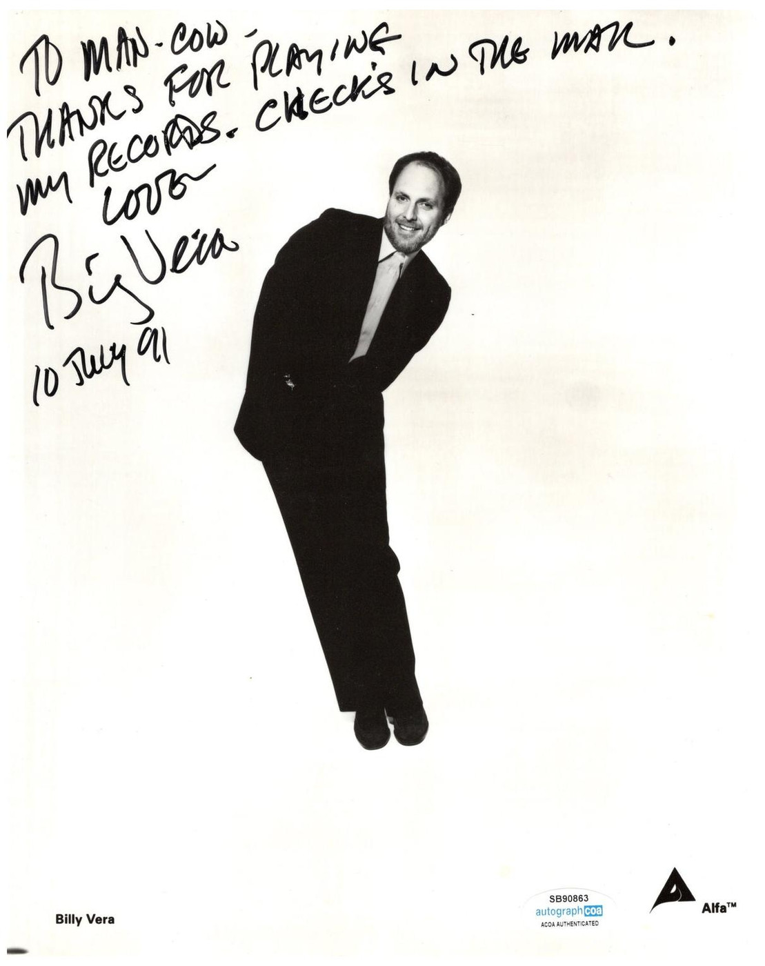 Billy Vera Signed Autographed 8x10 Promotional Photo