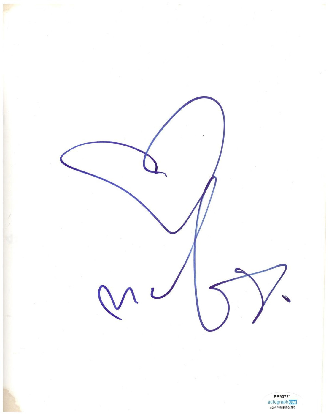 Moby Signed Heart Sketch Autographed 8x10 Photo ACOA