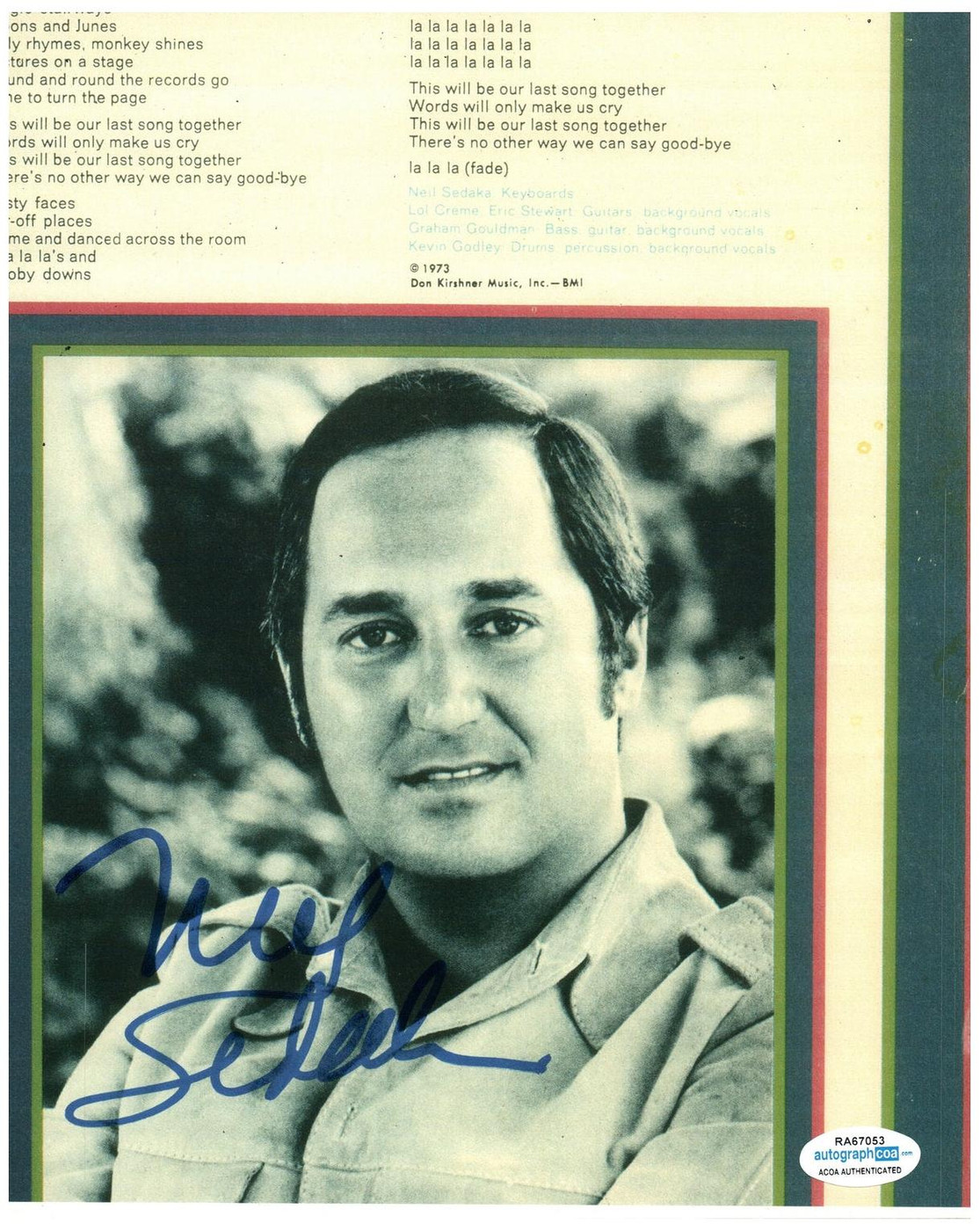 Neil Sedaka Signed Autographed 8x10 Photo ACOA Version 1