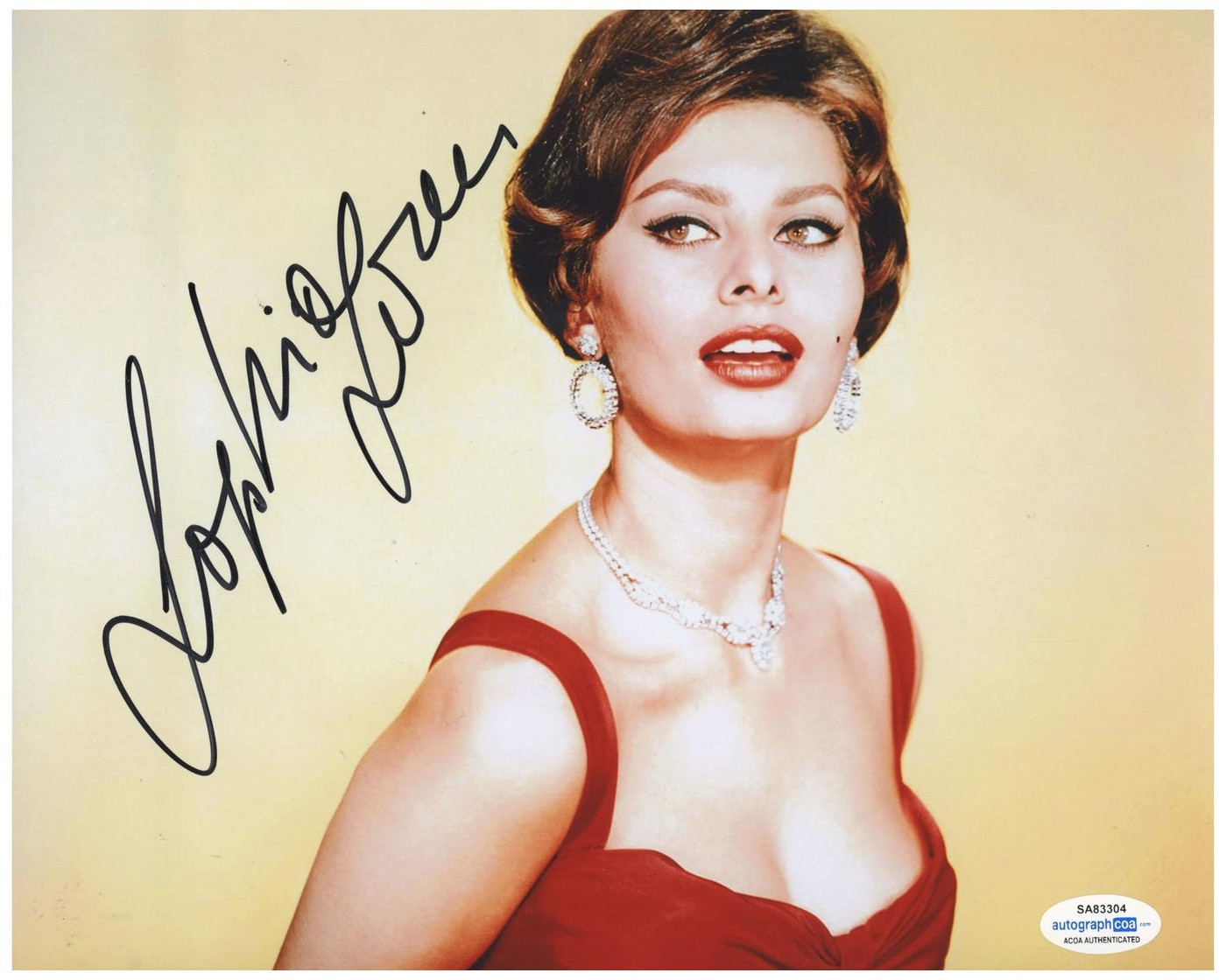 Sophia Loren Signed Busty Sexy Lips Glamourous 8x10 Photo ACOA