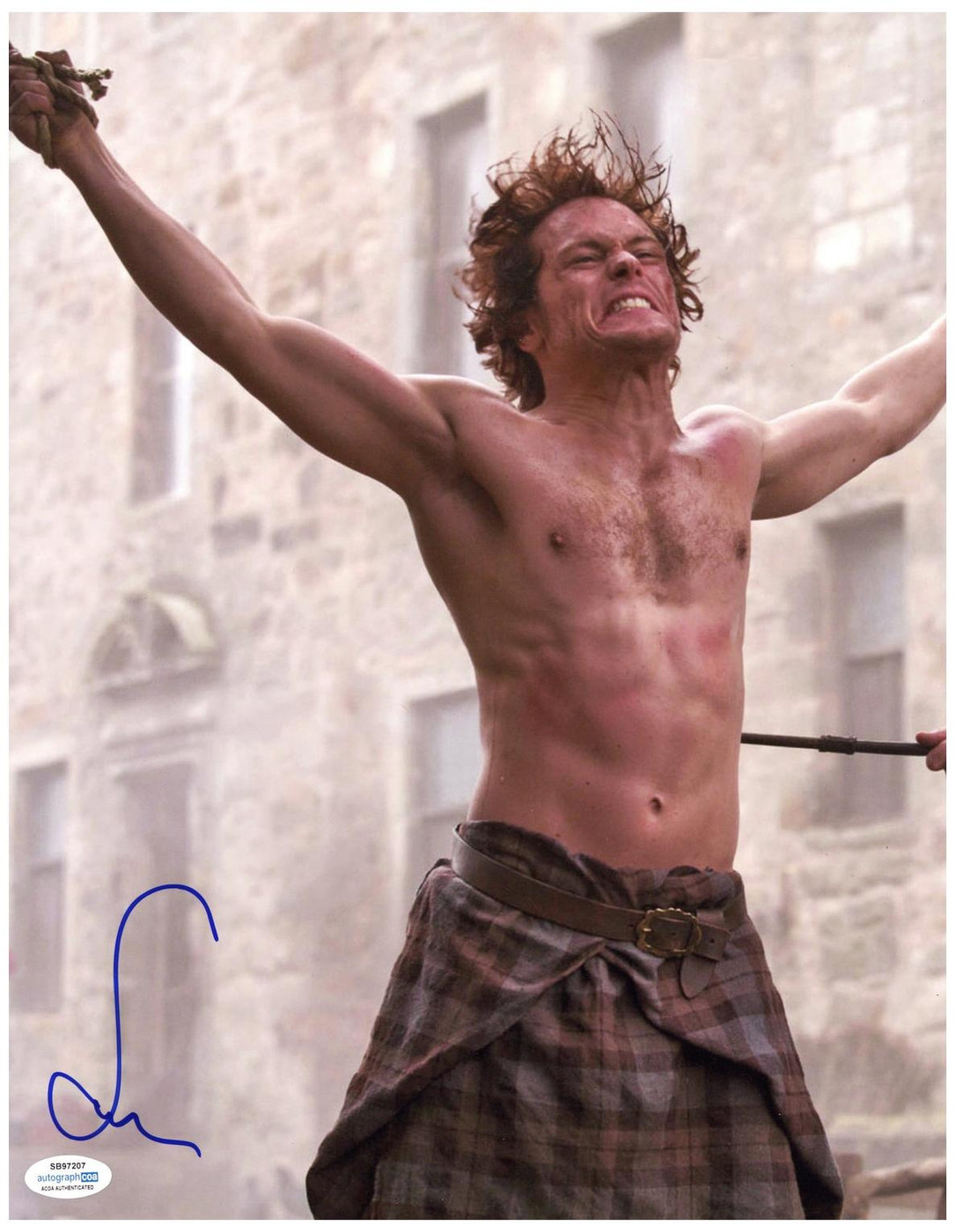 Sam Heughan Signed Autographed 11x14 Shirtless Outlander Photo ACOA -