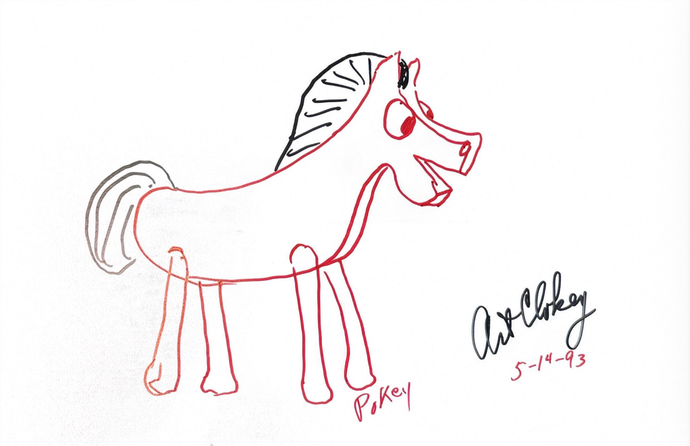 Art Clokey Hand-Signed Original Gumby & Pokey Sketch Collection