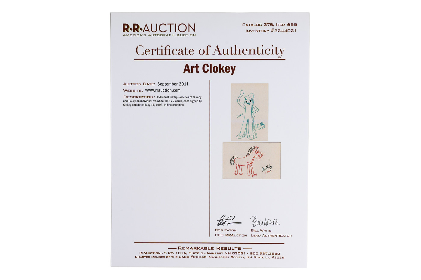 Art Clokey Hand-Signed Original Gumby & Pokey Sketch Collection