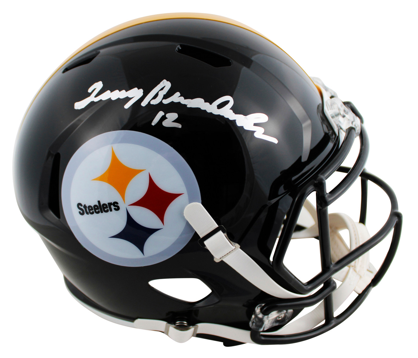 Steelers Terry Bradshaw Signed Full Size Speed Rep Helmet W/ Case BAS Witnessed