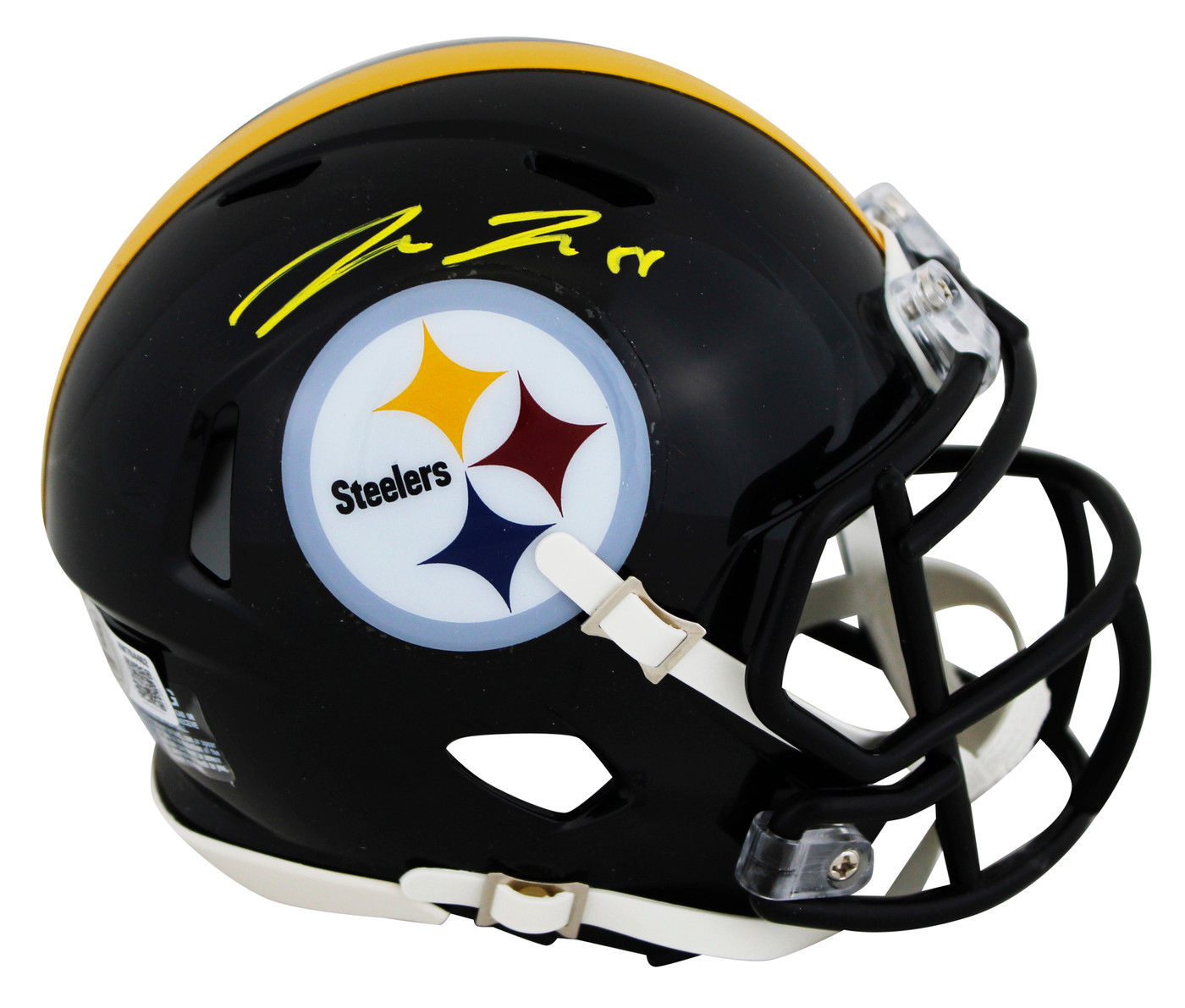 Steelers Pat Freiermuth Signed Speed Mini Helmet w/ Yellow Sig BAS Witnessed