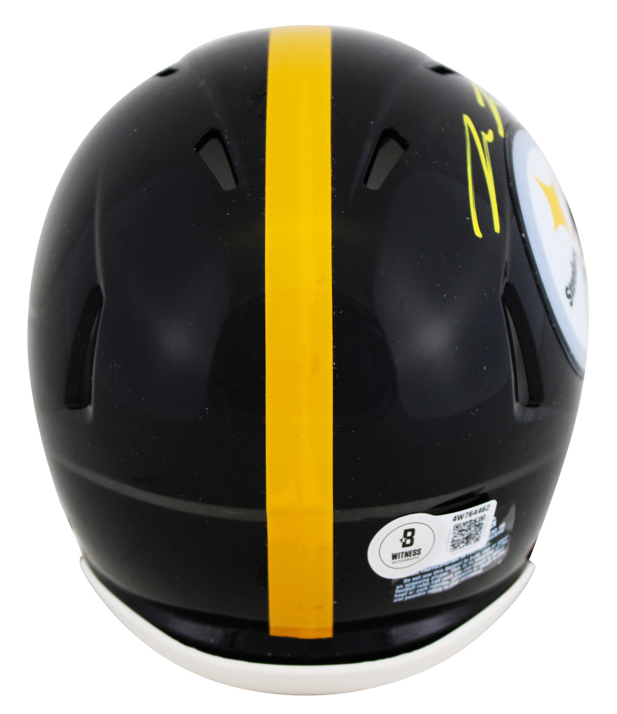 Steelers Pat Freiermuth Signed Speed Mini Helmet w/ Yellow Sig BAS Witnessed