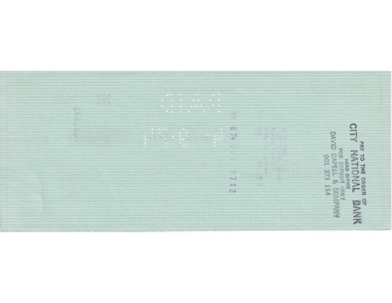 Jim Nabors Hand-Signed 1974 Personal Bank Check