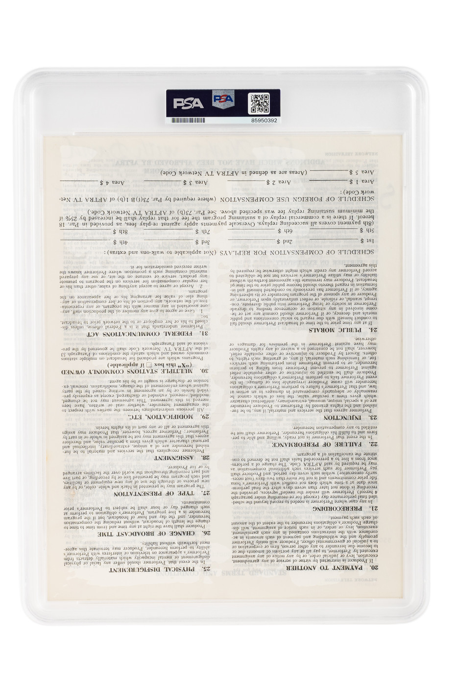 Martin Short Hand-Signed 1984 NBC "Late Night with David Letterman" TV Contract (PSA/DNA Encapsulated)