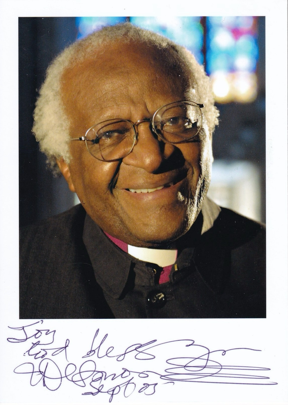 Desmond Tutu Hand-Signed Vintage Color Photograph