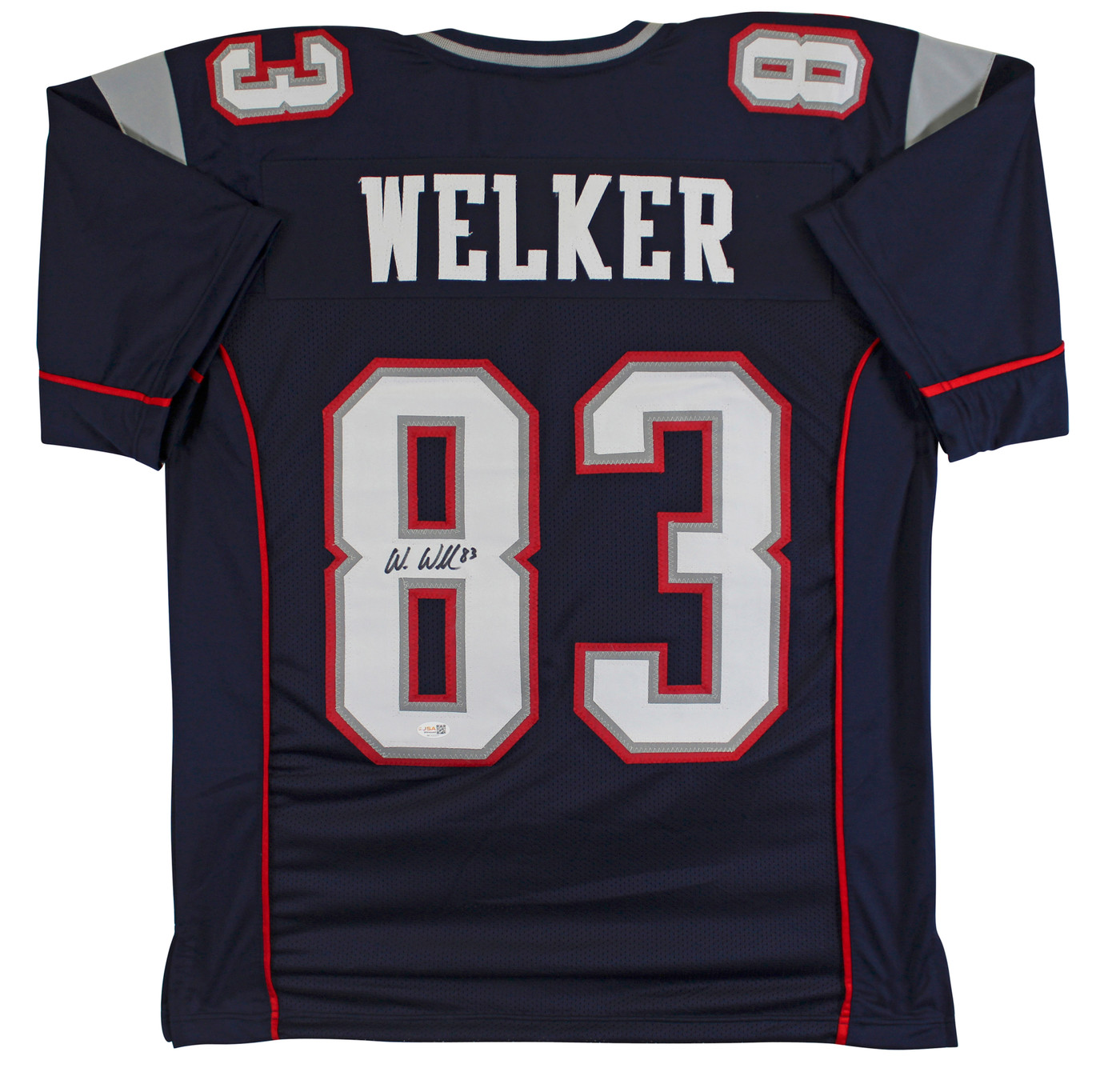 Wes Welker Authentic Signed Navy Pro Style Jersey Autographed JSA Witness