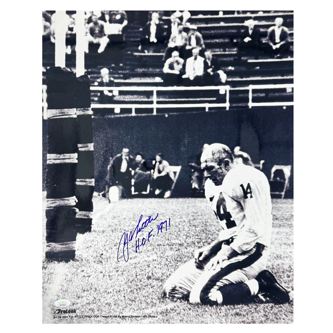 Y.A. Tittle Signed HOF 71 Inscription Pose 4 Football 16x20 Photo (JSA)