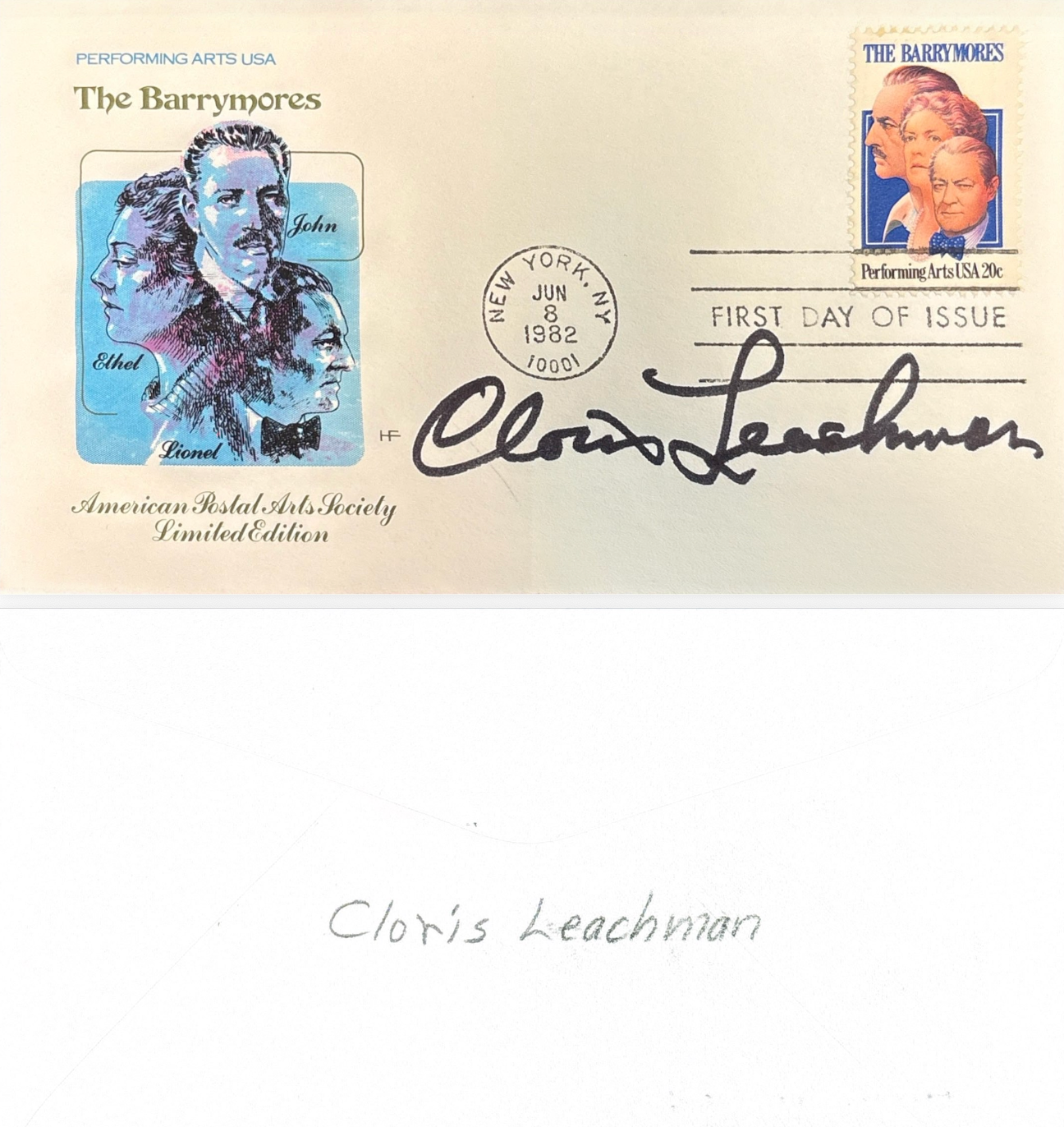 Cloris Leachman Hand-Signed 1982 "The Barrymores" First Day Cover