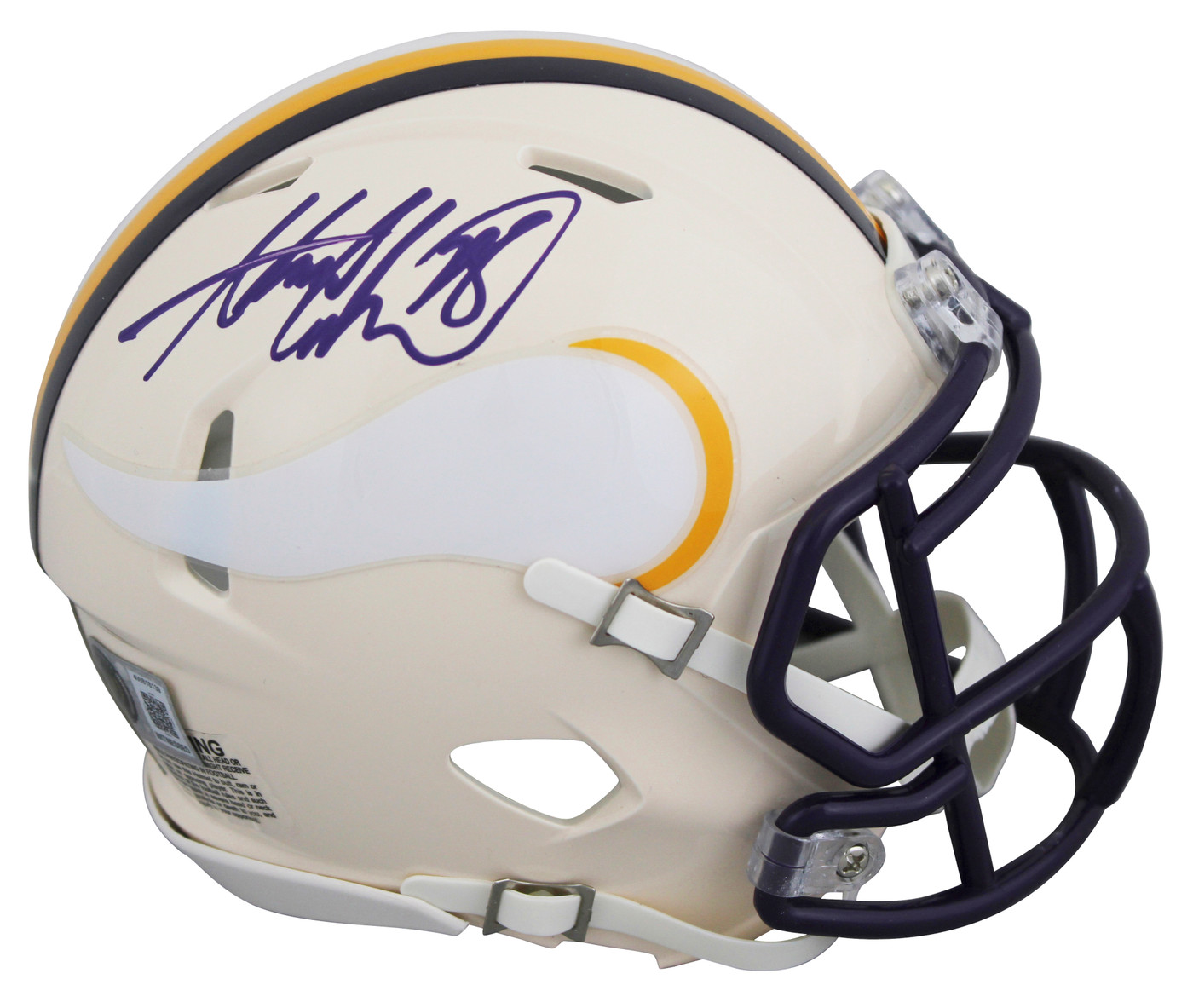 Vikings Adrian Peterson Signed Retro Speed Mini Helmet W/ Case BAS Witnessed