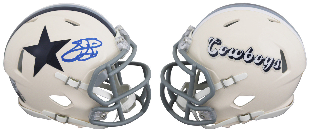 Cowboys Emmitt Smith Signed Retro Speed Mini Helmet W/ Case BAS Witnessed