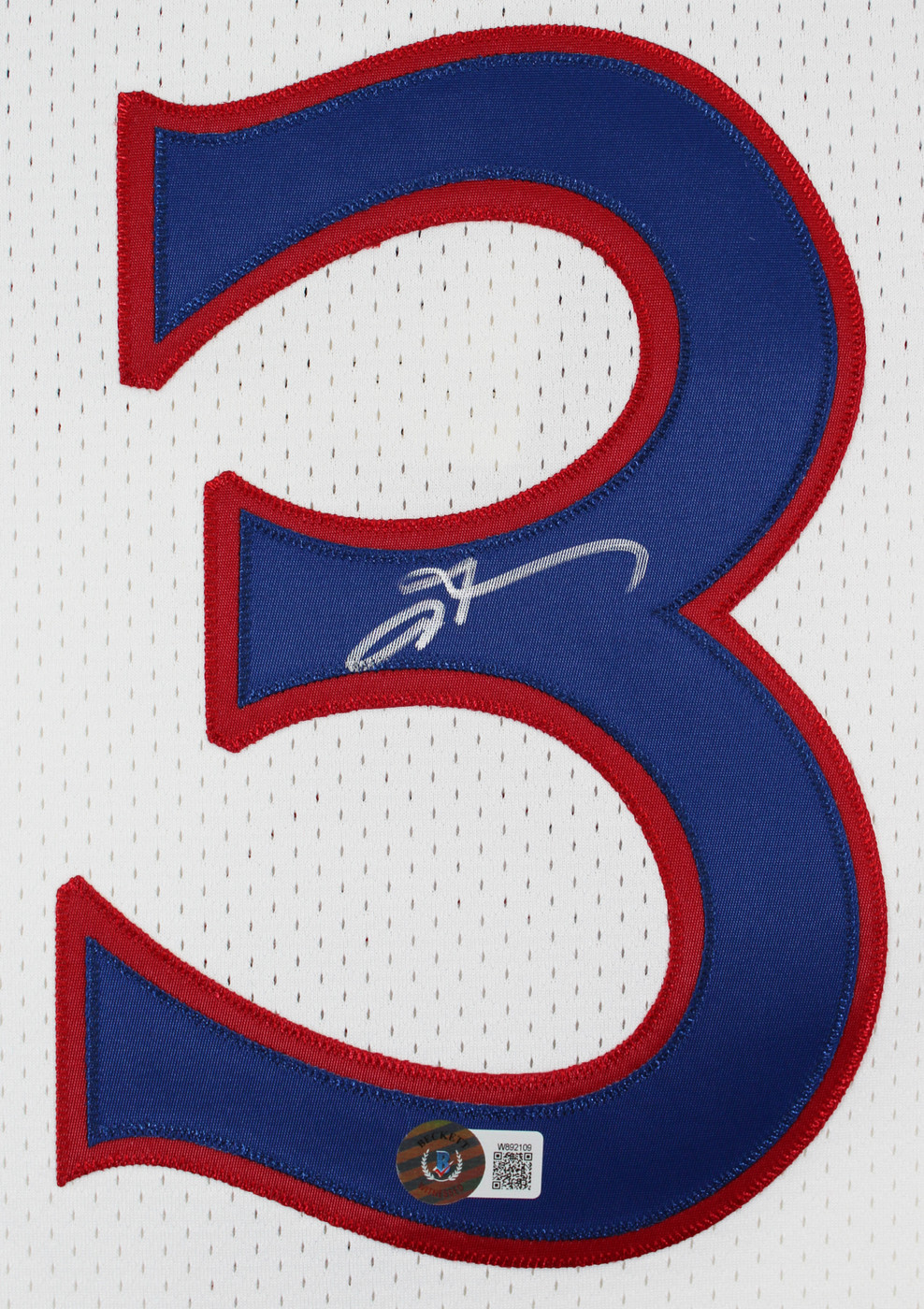 76ers Allen Iverson Signed White M&N HWC Authentic Framed Jersey