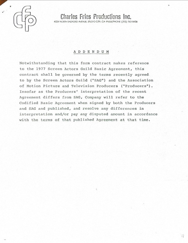 Heather Locklear Hand-Signed Feature Film Contract