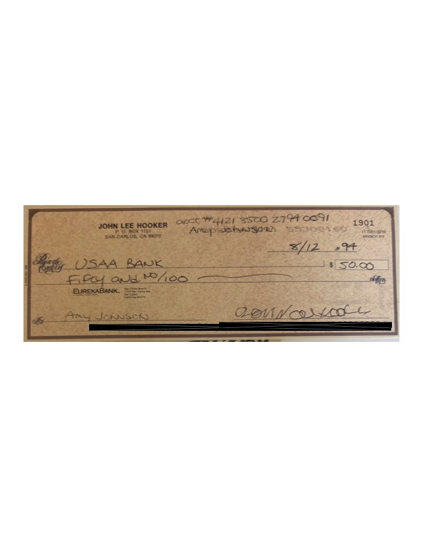 John Lee Hooker Hand-Signed Personal Banking Ledger Check