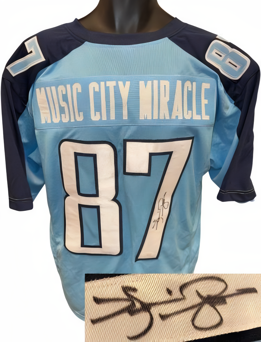 Music City Miracle Kevin Dyson Signed Tennessee Light Blue Custom Pro Style Jersey Xl  Jsa Witnessed